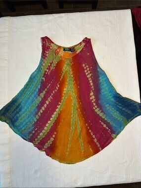 SOL Tie Dye Swing Tank Top Tunic | Boho Festival